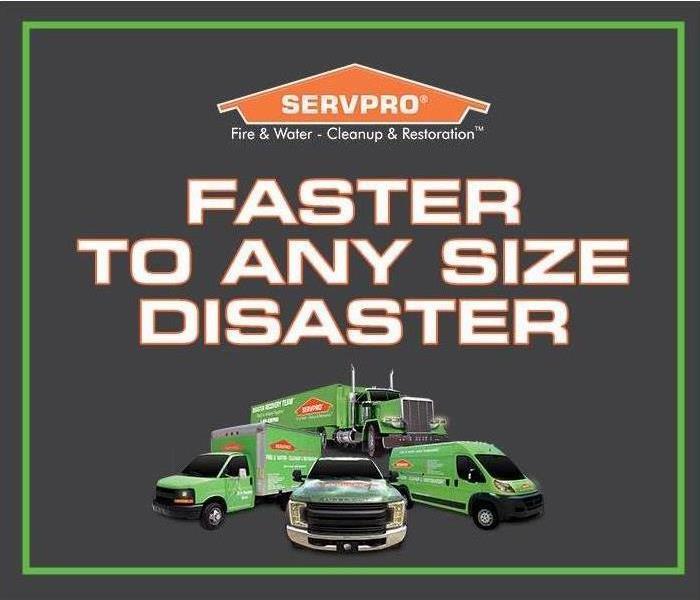 SERVPRO logo. Faster to any size disaster.